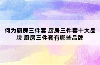 何为厨房三件套 厨房三件套十大品牌 厨房三件套有哪些品牌